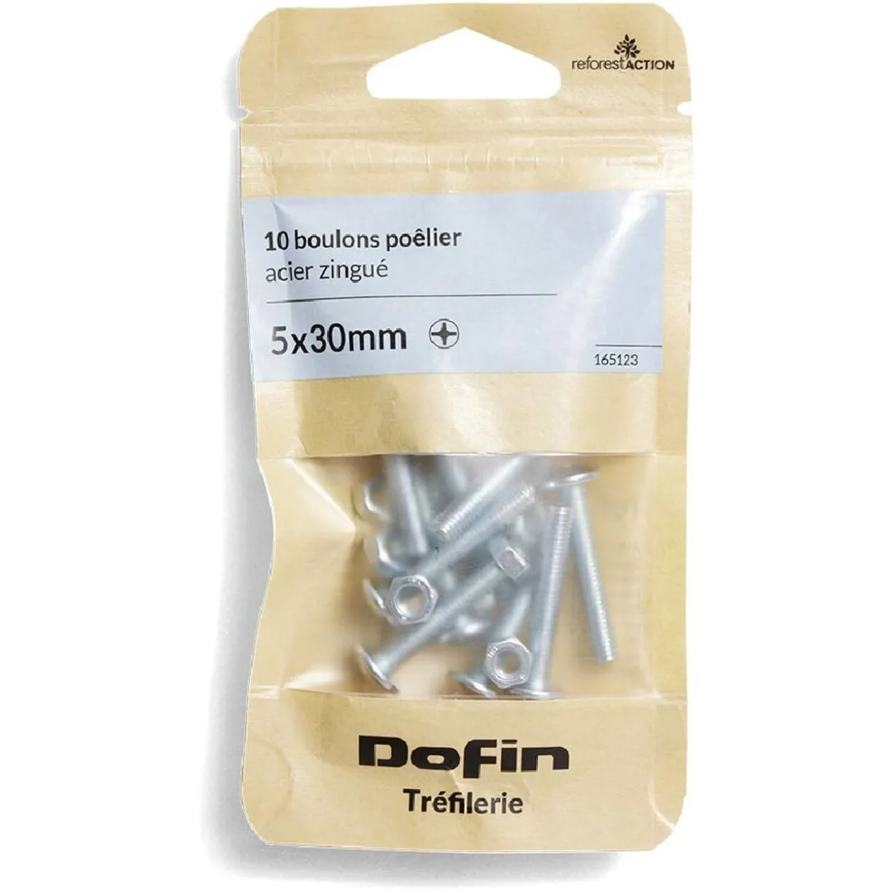 10 boulons poêlier cruciforme acier zingué - 5x30 mm