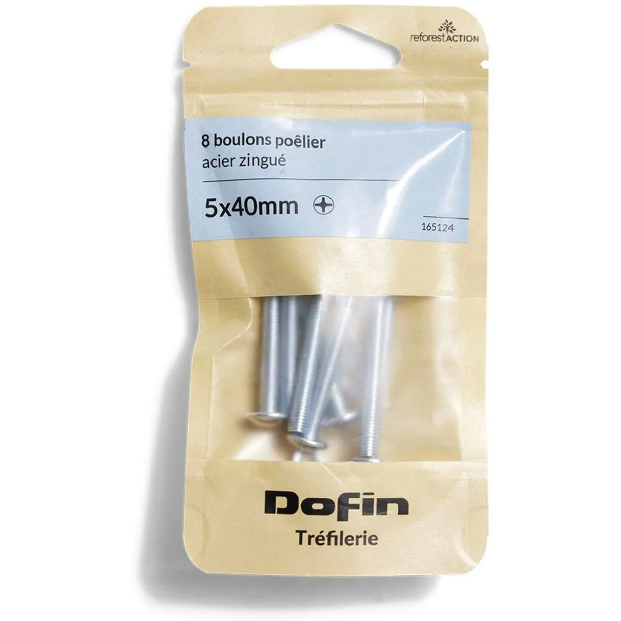 8 boulons poêlier cruciforme acier zingué - 5x40 mm