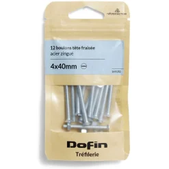 12 boulons tête fraisée acier zingué - 4x40 mm