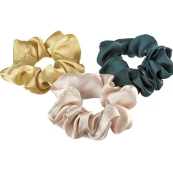 3 chouchous assortis vert/doré/rose