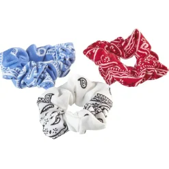 3 chouchous imprimé bandana rouge/blanc/bleu