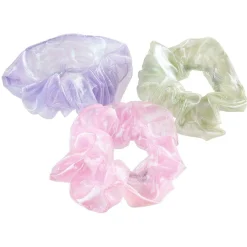 3 chouchous métallisé sirène vert/violet/rose