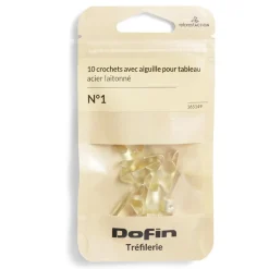 10 crochets à tableau avec aiguille acier laitonné - N°1