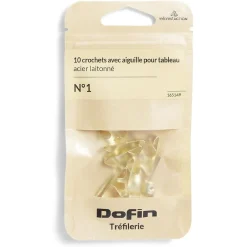 10 crochets à tableau avec aiguille acier laitonné - N°1