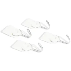 4 crochets adhésifs en plastique avec pointe métal - 30x25 mm