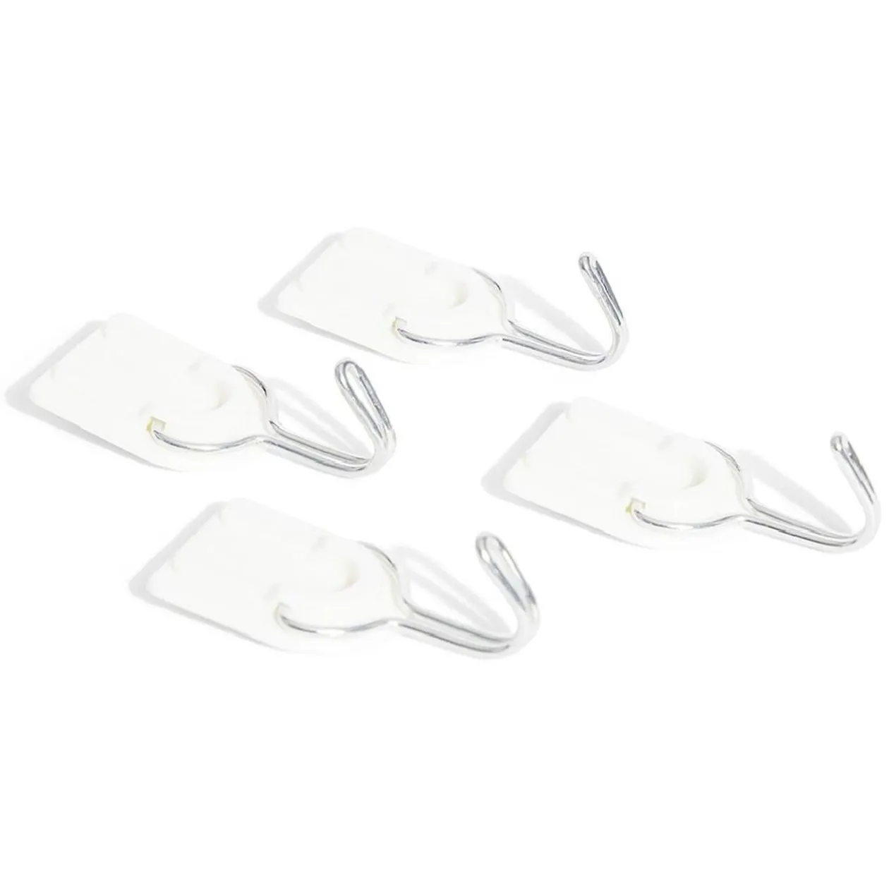 4 crochets adhésifs en plastique avec pointe métal - 30x25 mm