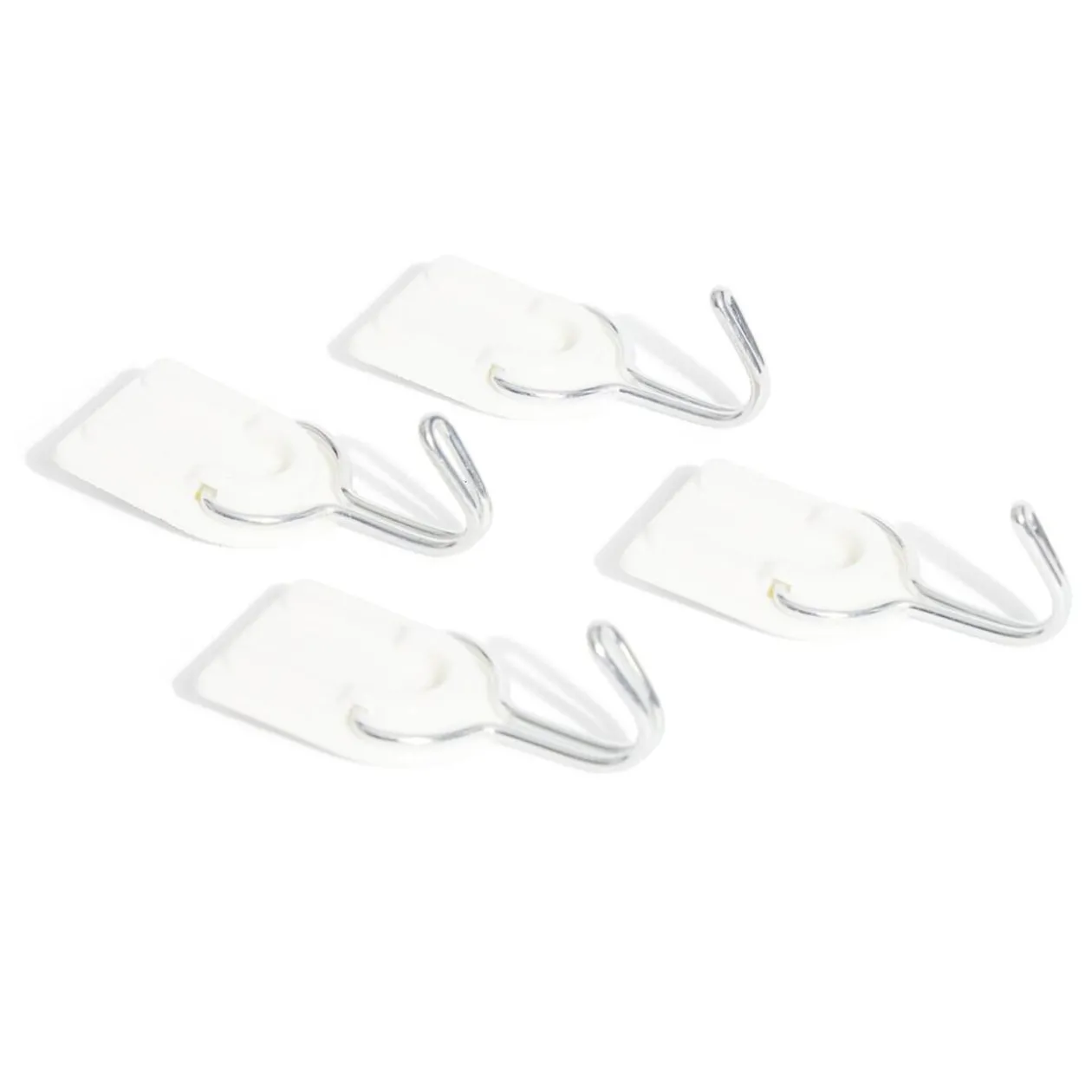 4 crochets adhésifs en plastique avec pointe métal - 30x25 mm