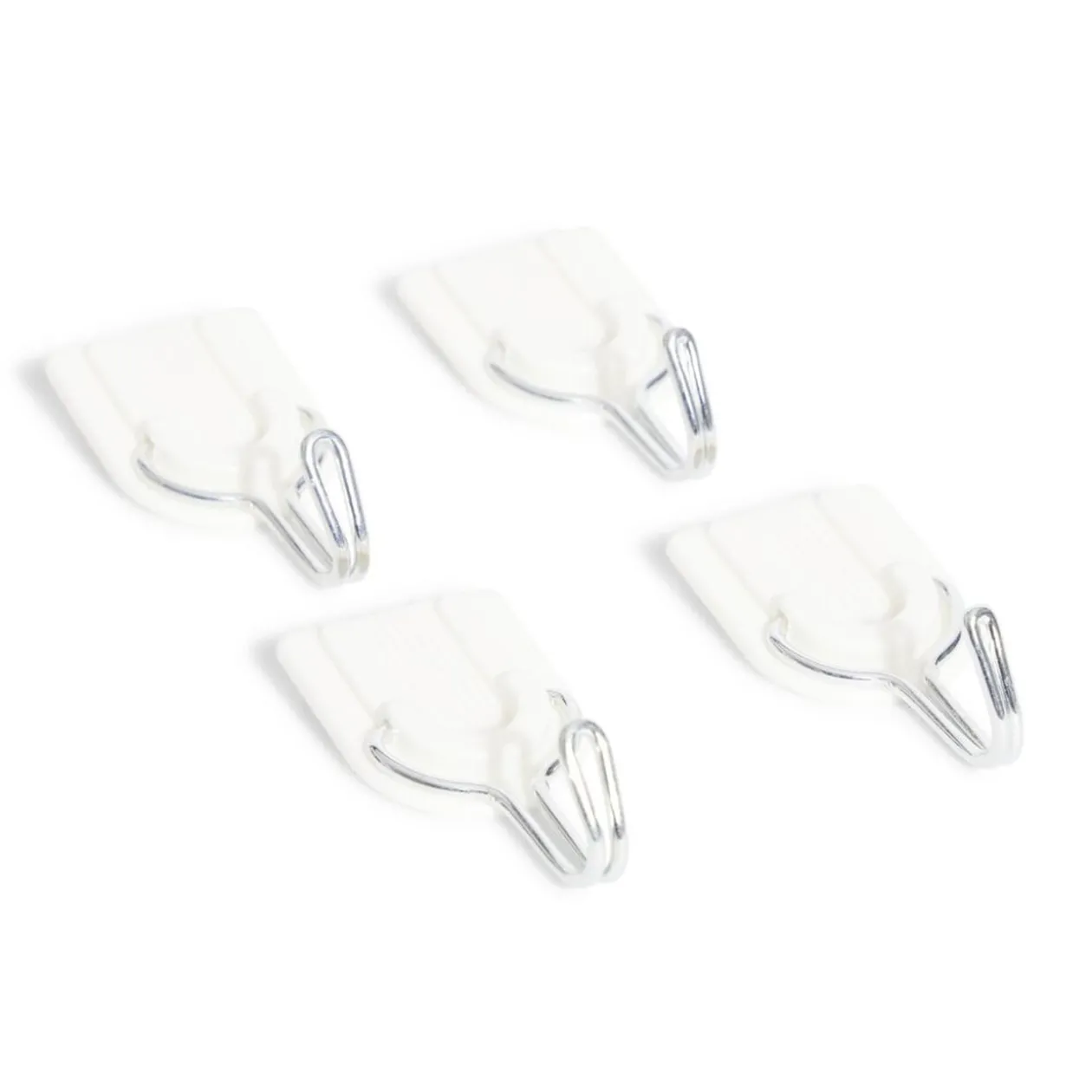 4 crochets adhésifs en plastique avec pointe métal - 30x25 mm