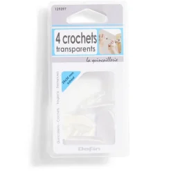 4 crochets adhésifs en plastique transparent - 25x35 mm