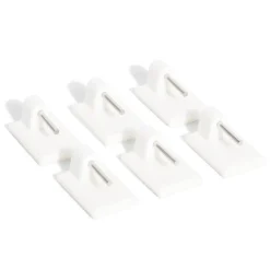 6 crochets adhésifs pour tringle en plastique blanc - 17x24 mm