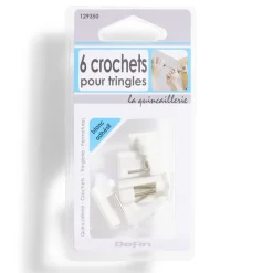 6 crochets adhésifs pour tringle en plastique blanc - 17x24 mm
