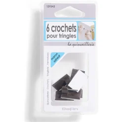 6 crochets adhésifs pour tringle en plastique marron - 17x24 mm