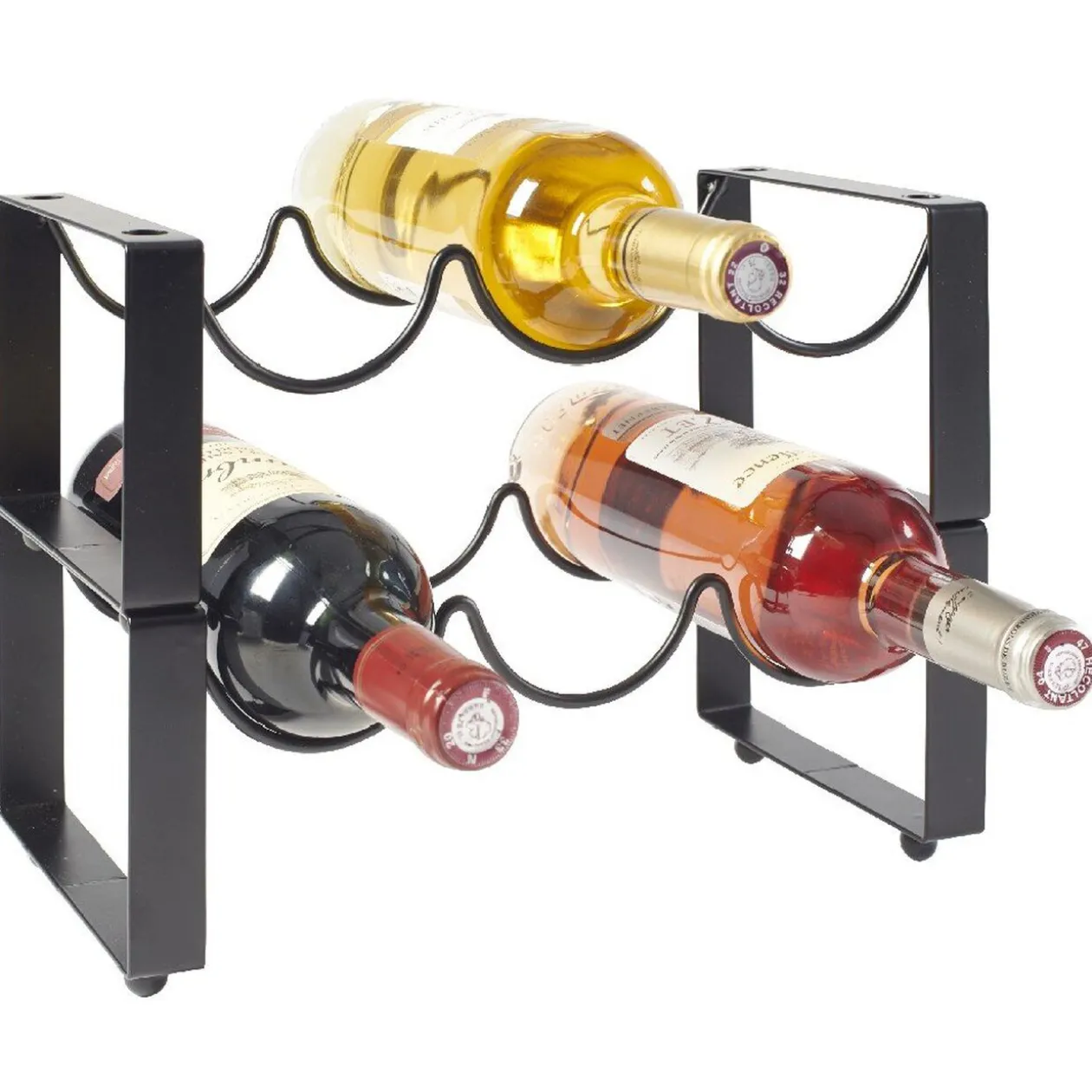 2 range bouteilles x3 métal noir