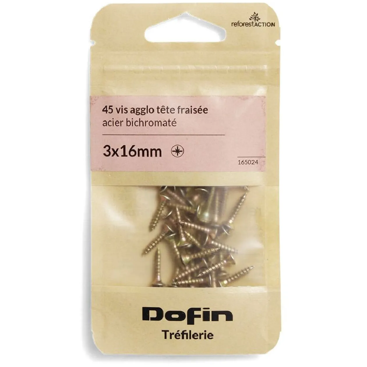 40 vis agglo tête fraisée acier bichromaté - 3x16 mm