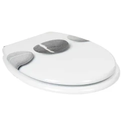 Abattant WC blanc design Zen galet gris avec frein de chute