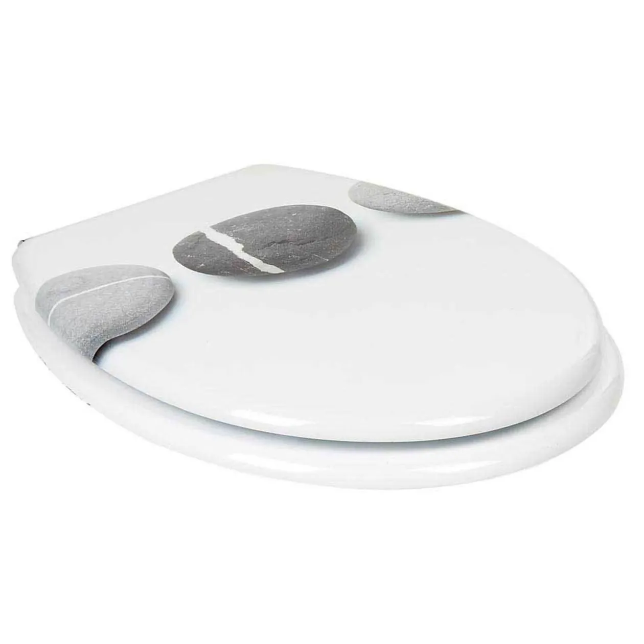 Abattant WC blanc design Zen galet gris avec frein de chute