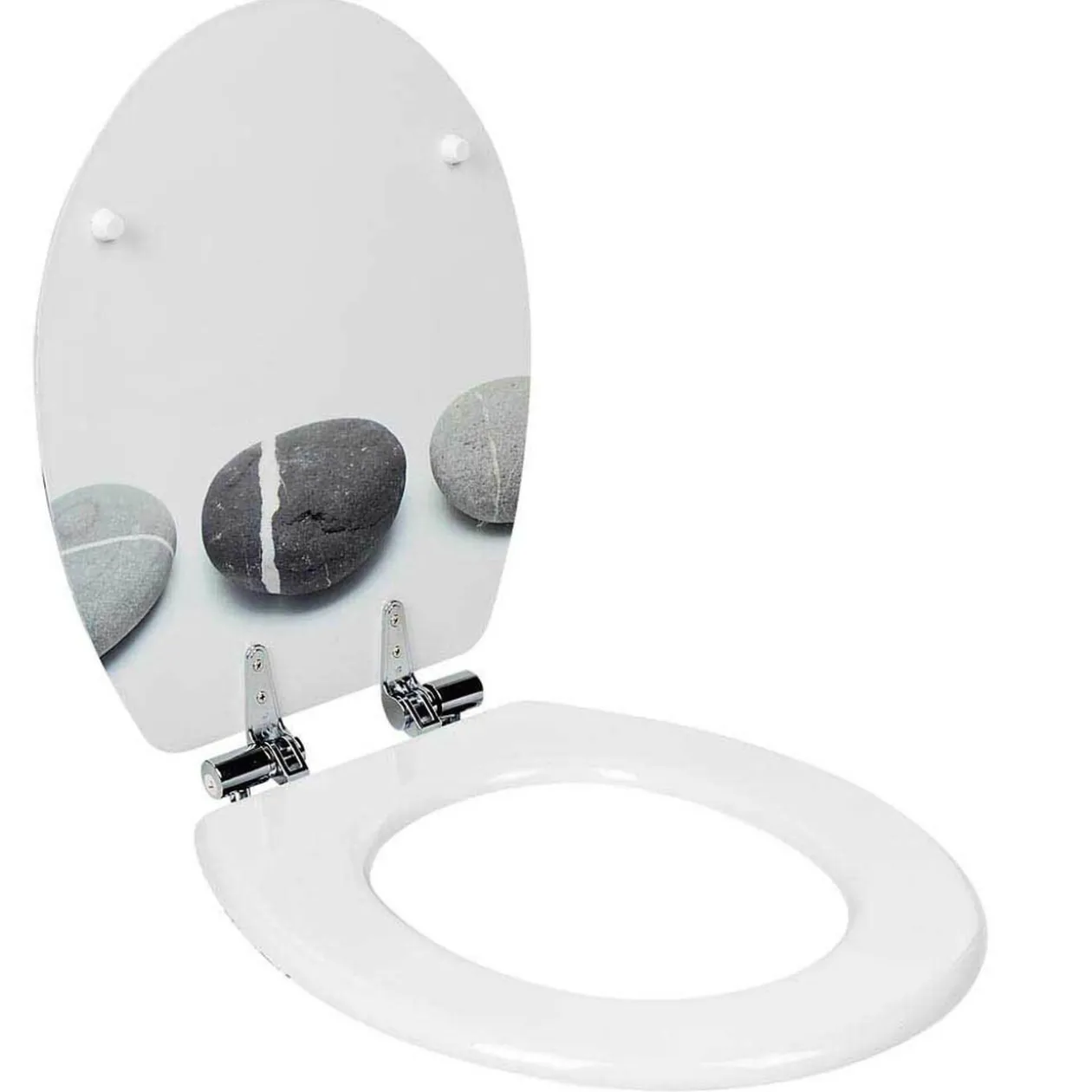 Abattant WC blanc design Zen galet gris avec frein de chute