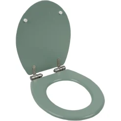 Abattant WC bois vert avec frein de chute déclipsable réglable