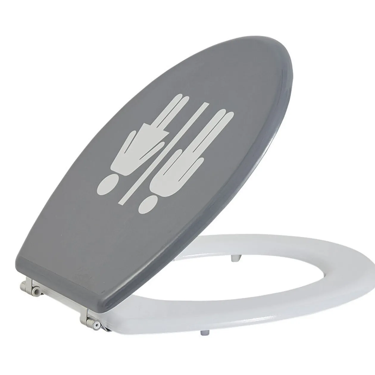 Abattant WC motif pictogramme fille et garçon gris et blanc