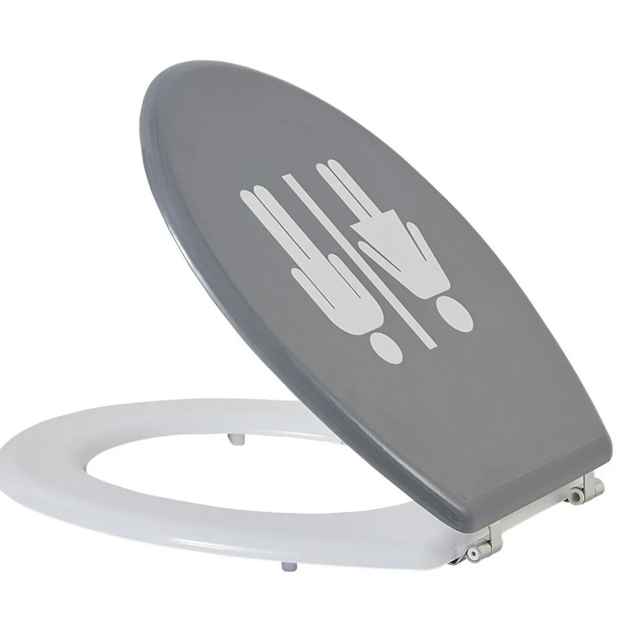 Abattant WC motif pictogramme fille et garçon gris et blanc