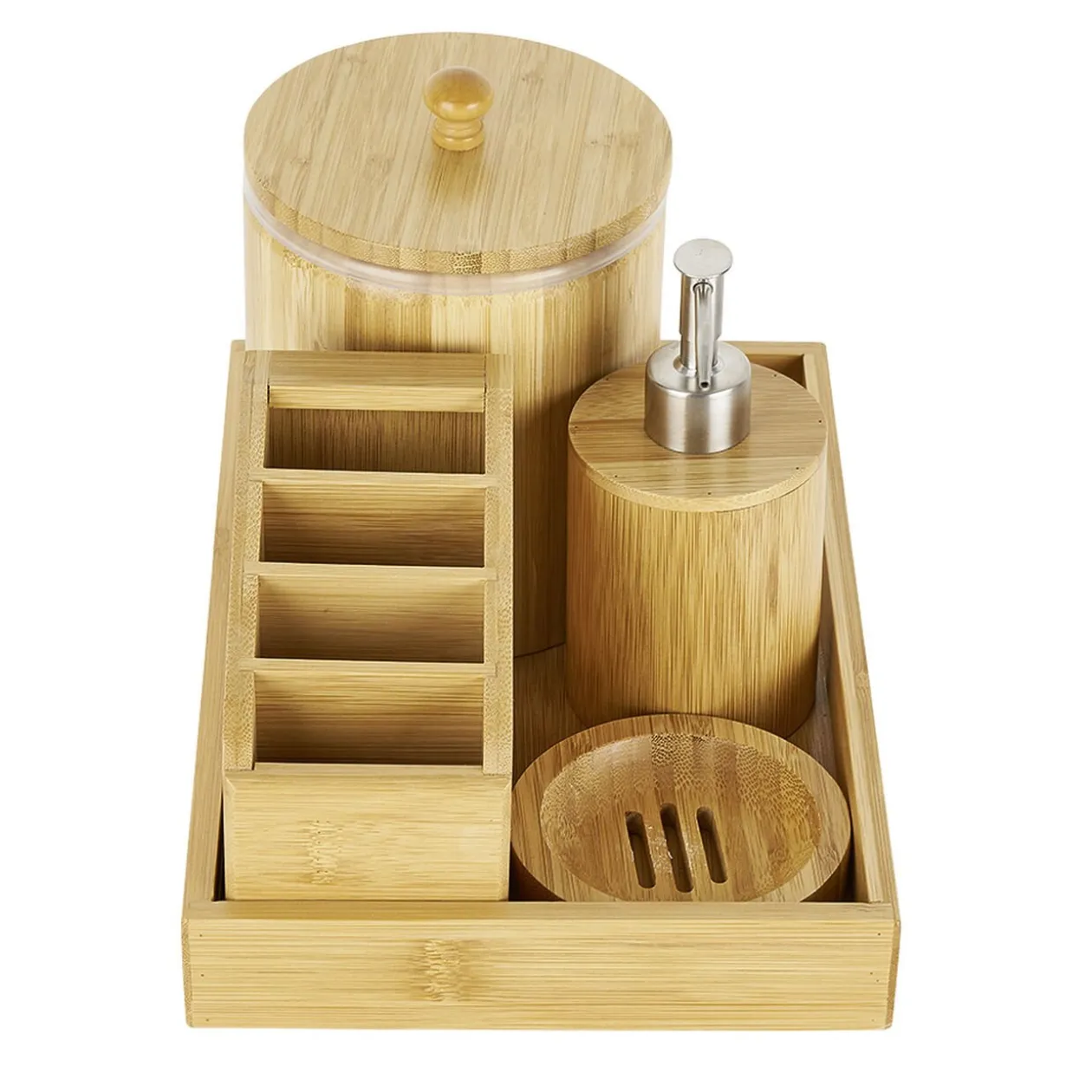 Accessoire de salle de bain en bambou x 5