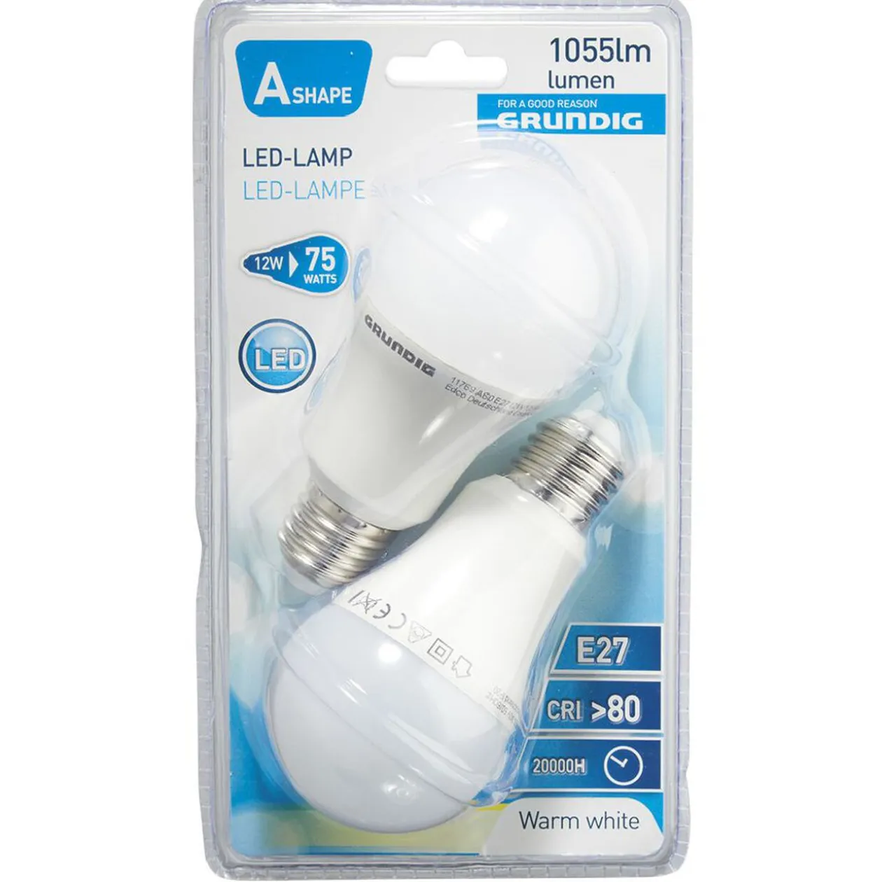 Ampoule A60 en verre blanc 1055 lm x2