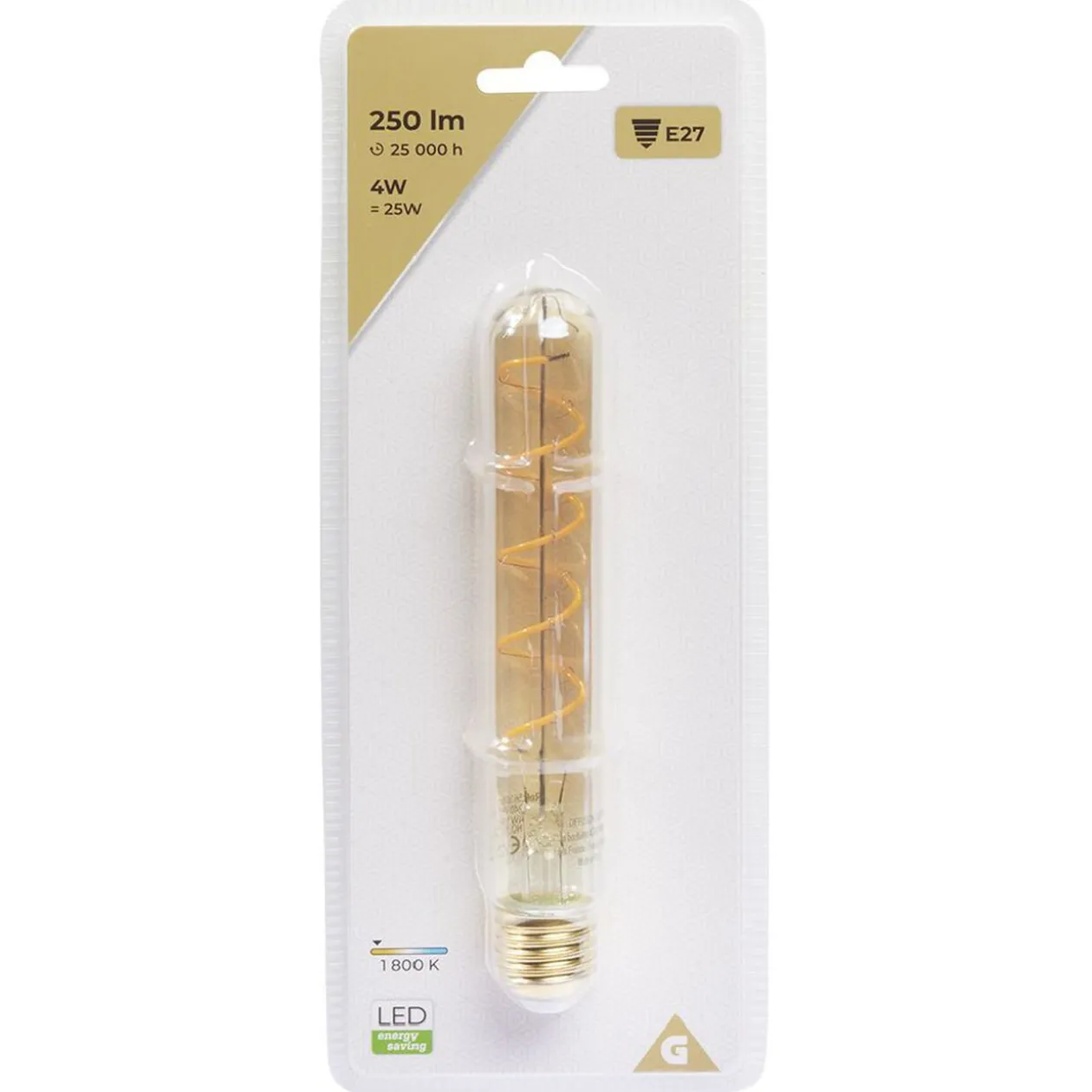 Ampoule déco ambrée tube E27