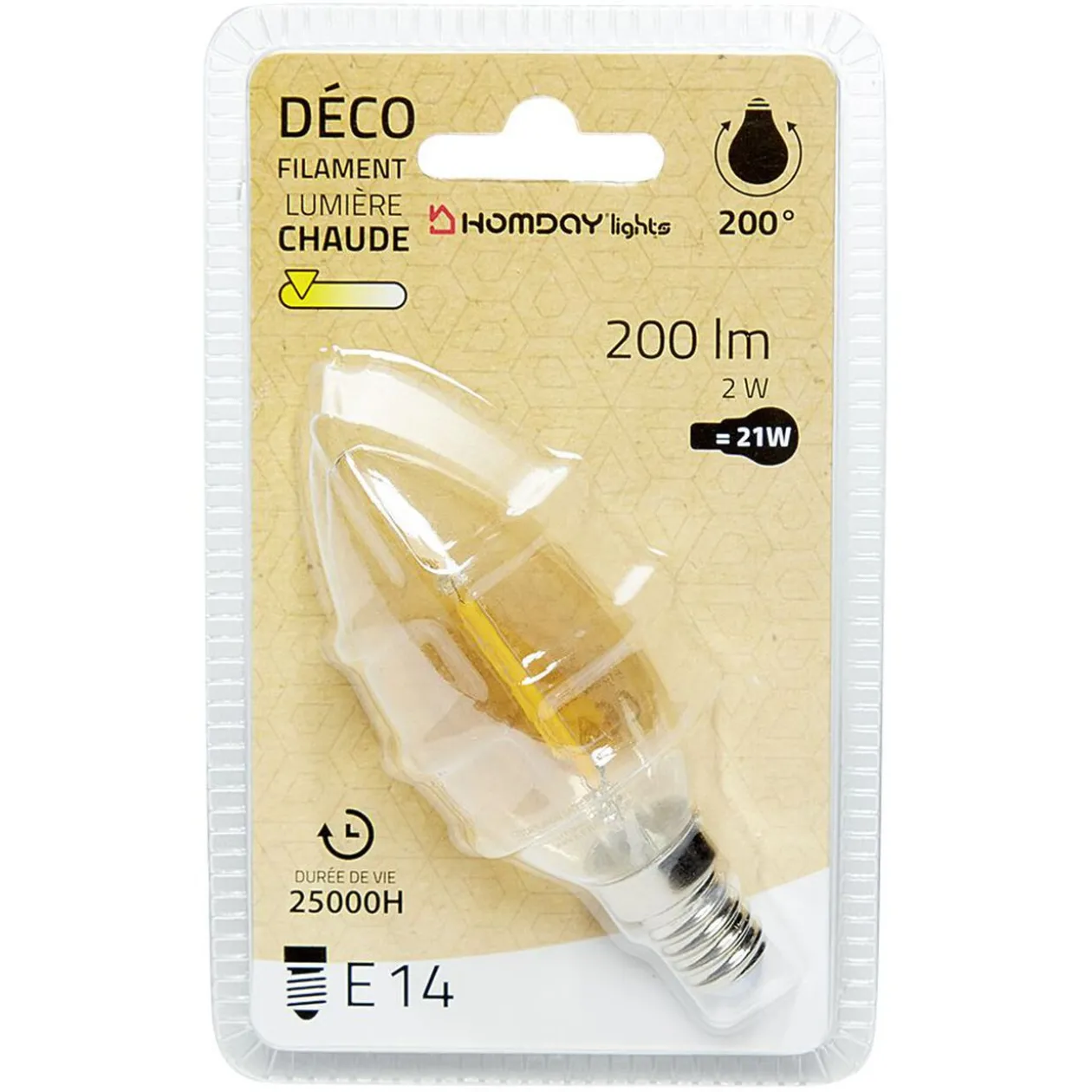 Ampoule deco filament lumière chaude