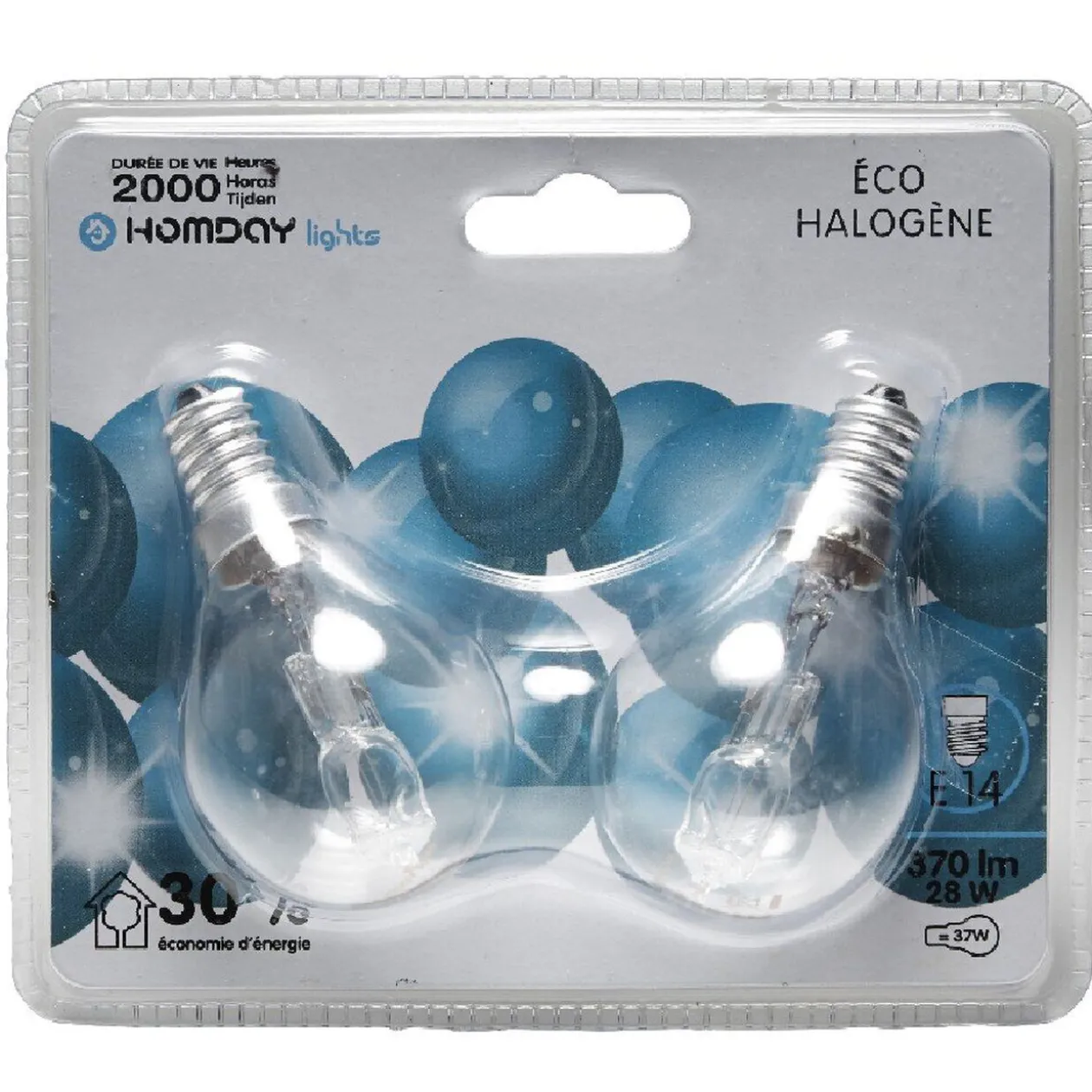 Ampoule E14 éco halogène G45 x2