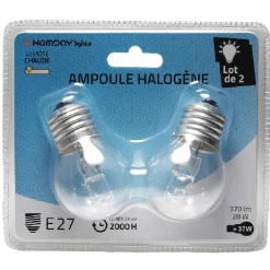 Ampoule E27 halogène G45 x2