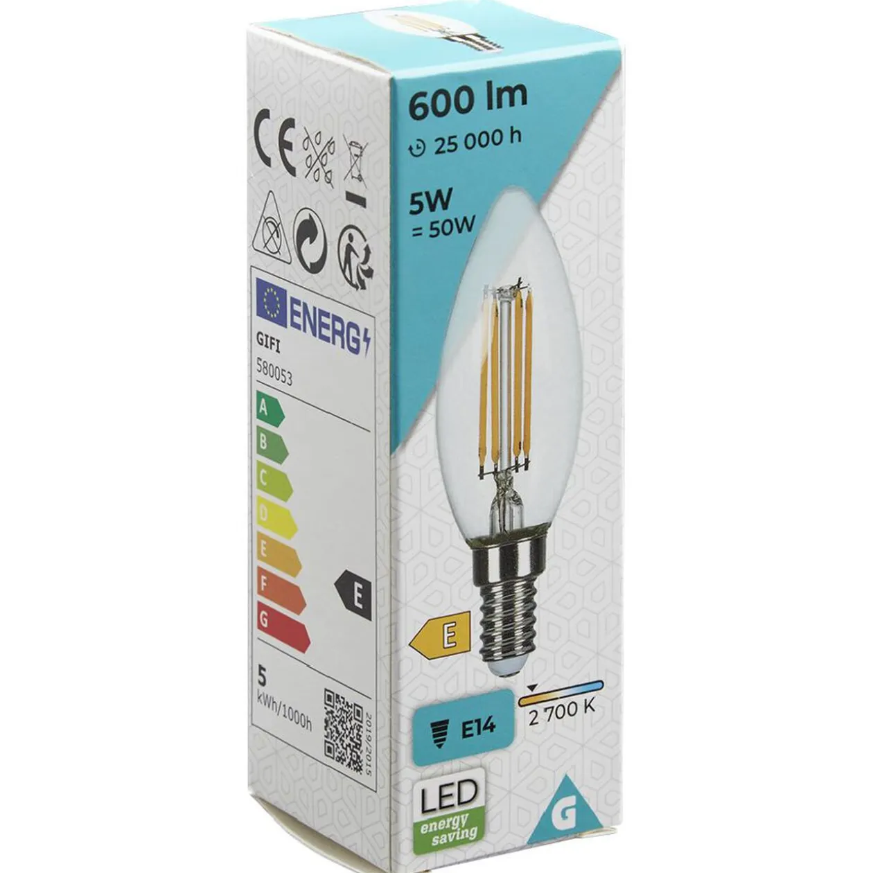 Ampoule LED à filament C35 E14 blanc