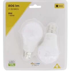 Ampoule LED A60 B22 x2