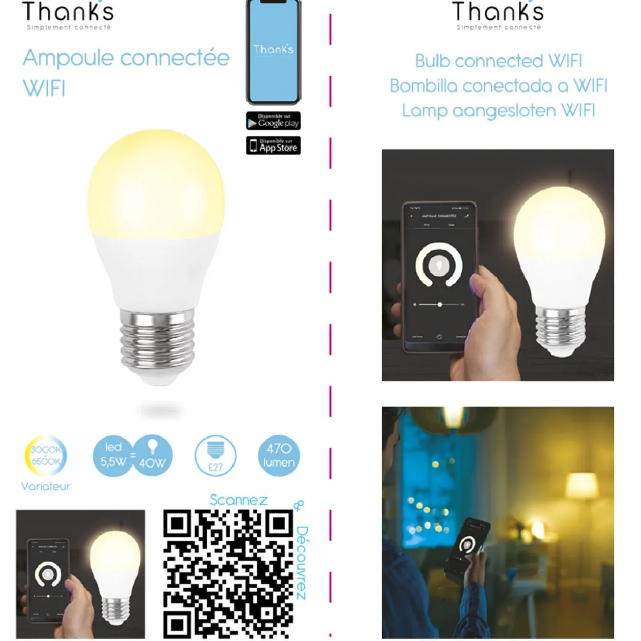 Ampoule LED connectée E27 40 W