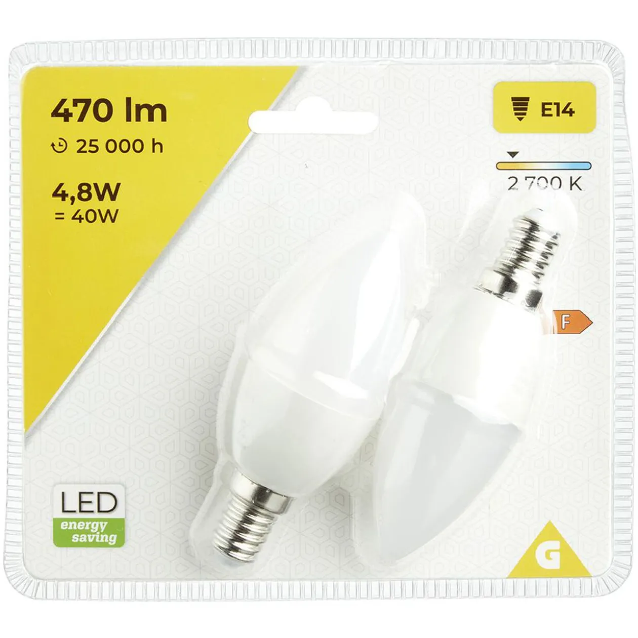 Ampoule LED E14 C35 470lms x2