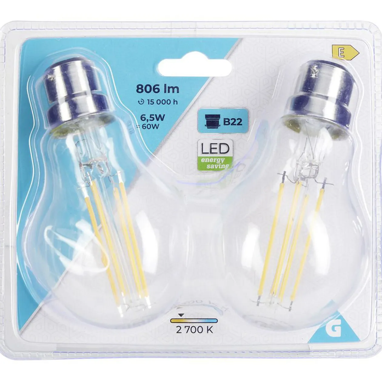 Ampoule LED filament B22 A60 806lms x2