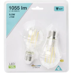 Ampoule LED filament E27 A60 Homday lumière chaude 1055lms x2