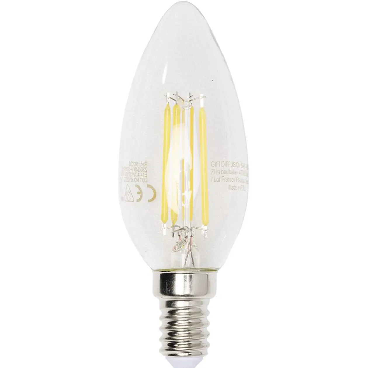 Ampoule LED filament E14 C35 Homday lumière chaude 470lms x2