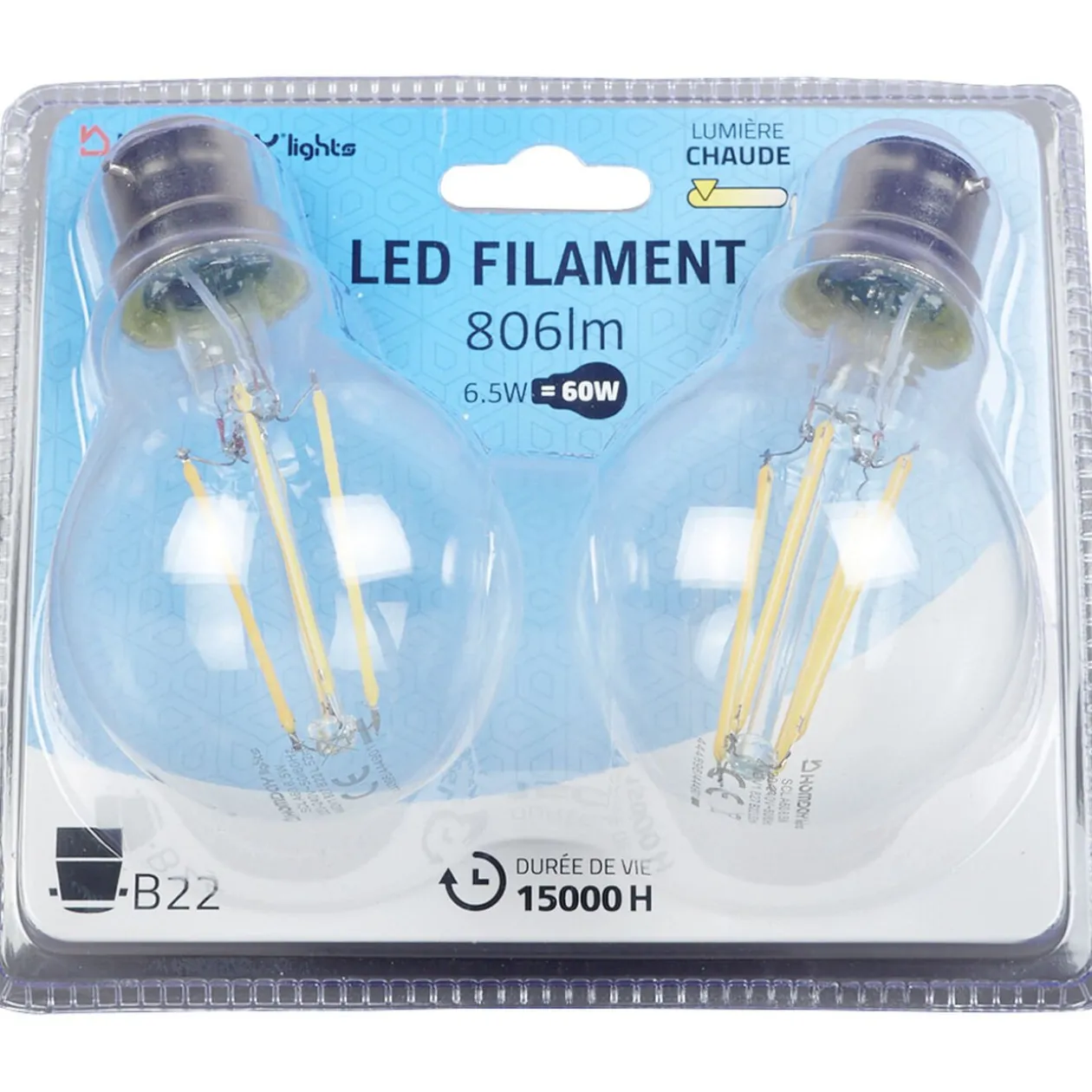 Ampoule LED filament Homday lumière chaude x2