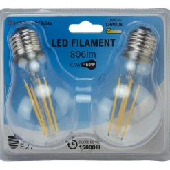 Ampoule LED filament Homday lumière chaude x2