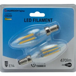 Ampoule LED filament Homday lumière chaude x2