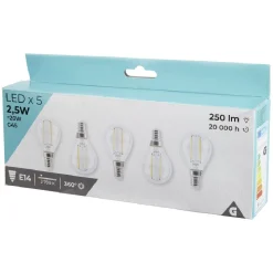 Ampoule LED lumière chaude 2,5 W douille E14 x5