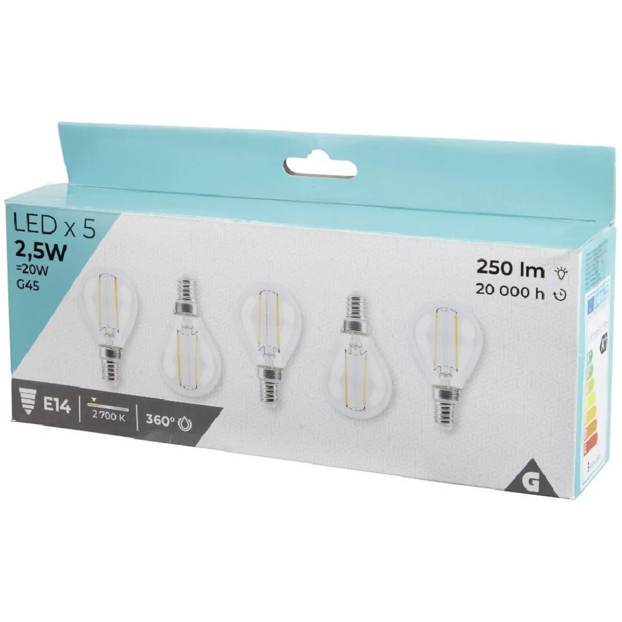 Ampoule LED lumière chaude 2,5 W douille E14 x5