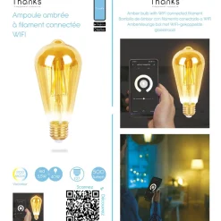 Ampoule longue ambrée LED connectée E27 40 W