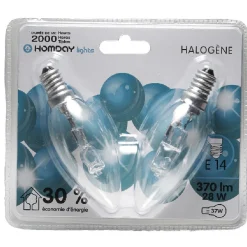 Ampoule pointe E14 halogène C35 x2