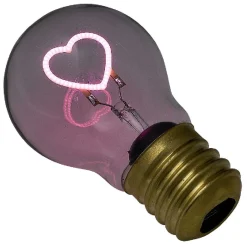 Ampoule USB rechargeable filament LED coeur rose Ø7xH12cm