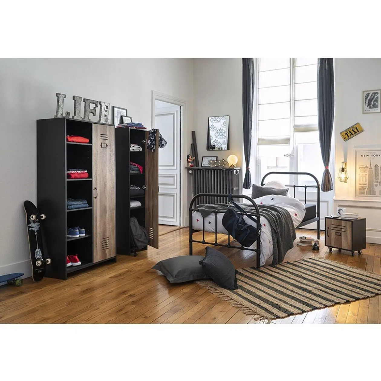 Armoire Apollo noire et miel