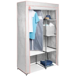 Armoire dressing double blanc 1 penderie et 6 tablettes