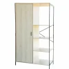 Armoire 2en1 William penderie et étagère métal et bois