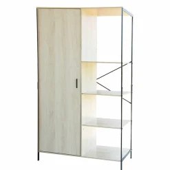 Armoire 2en1 William penderie et étagère métal et bois