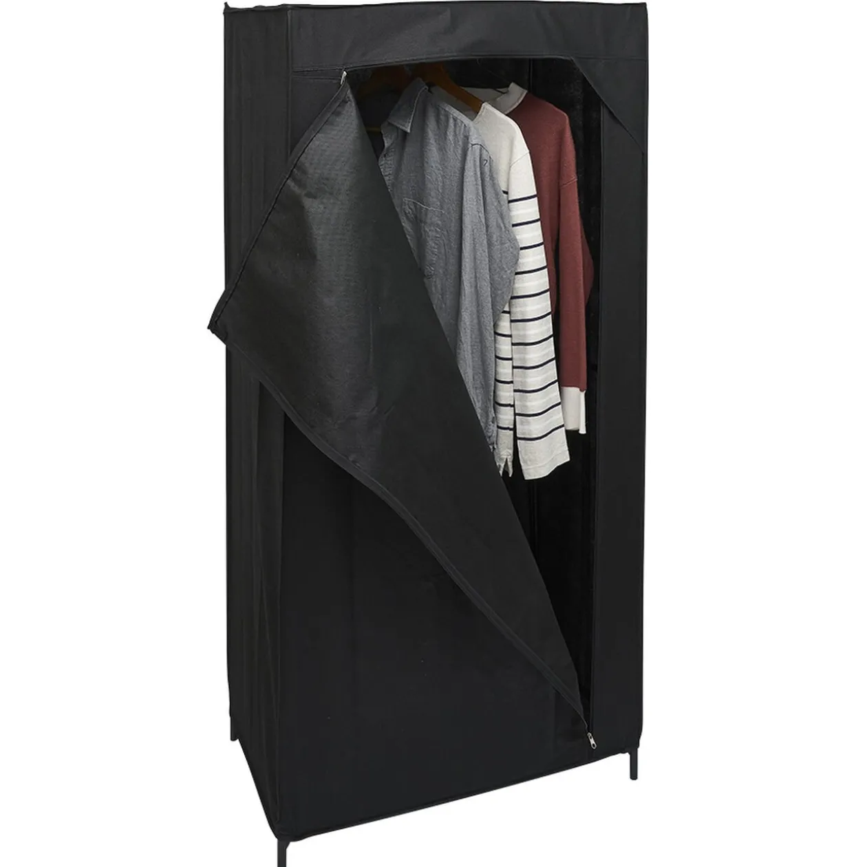Armoire penderie en tissu noir 70x46xH146cm